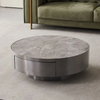 Brushed Gray Gold Stainless Steel Coffee Table Set With Drawer