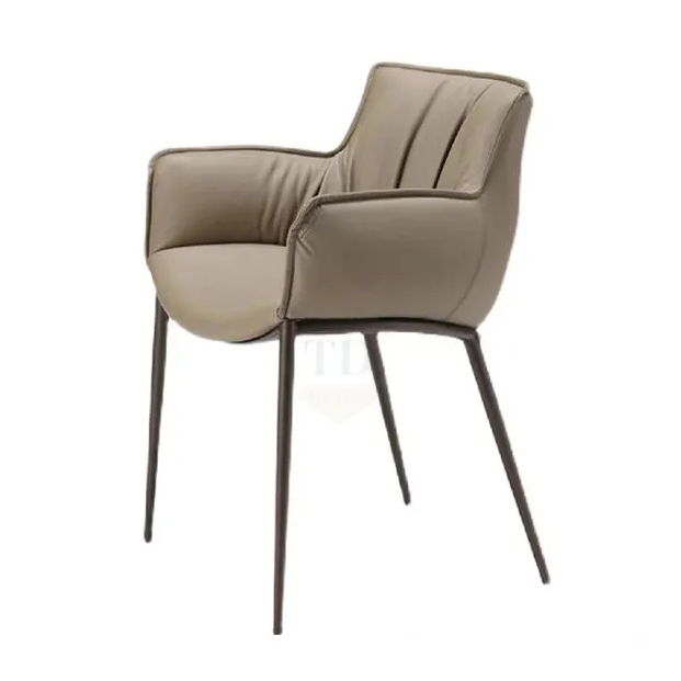 Upholstered Faux Leather Chair With Armrests Available With Fabric Or Leather Cover