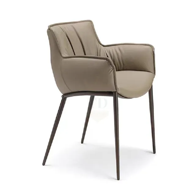 Upholstered Faux Leather Chair With Armrests Available With Fabric Or Leather Cover