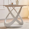 White Sintered Stone Top With White Iron Base Round Dining Table