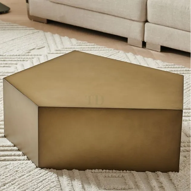 Copper Stainless Steel Coffee Table Set With Pentagon Shape