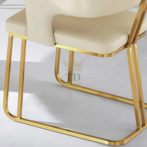 Gold Stainless Steel Modern Dining Chair With Armrest