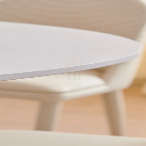 White Sintered Stone Top With White Iron Base Round Dining Table