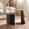 Gray Stainless Steel Coffee Table Set With Mango Shape Marble Top