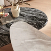 Gray Stainless Steel Coffee Table Set With Mango Shape Marble Top