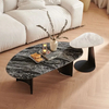 Gray Stainless Steel Coffee Table Set With Mango Shape Marble Top