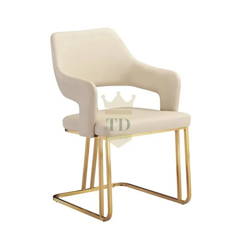 Gold Stainless Steel Modern Dining Chair With Armrest