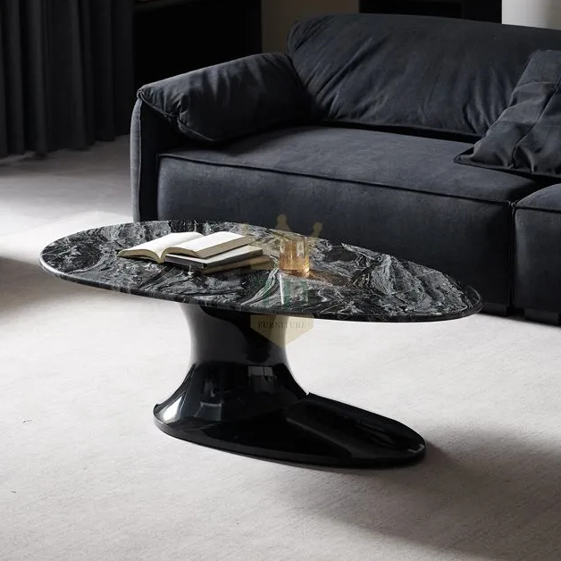 Shoe Base Coffee Table With Marble Top