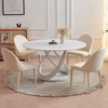 White Sintered Stone Top With White Iron Base Round Dining Table