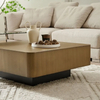 Copper Square Stainless Steel Coffee Table With Clear Glass And Copper Pillar End Table