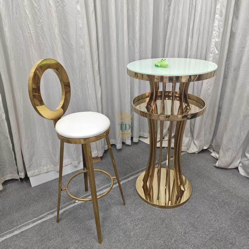 Luxury Gold - Plated Wedding Bar Table with Matching Chair - Ideal for Special Occasions