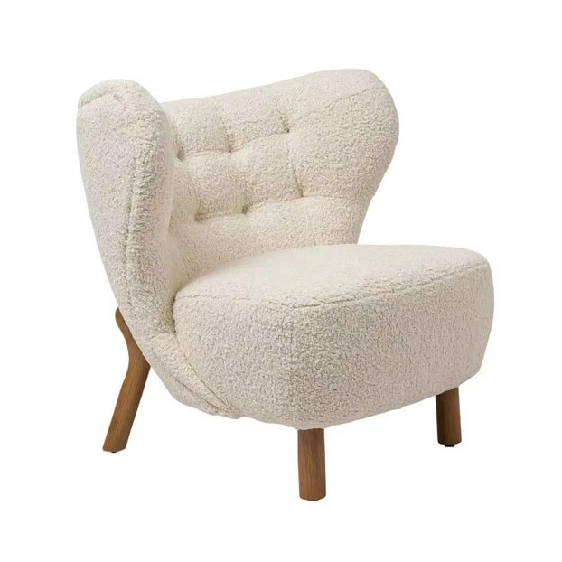 Boucle Sherpa With Wooden Led Accent Chair