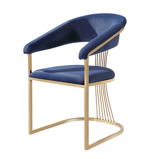 DC-6093 Gold Stainless Steel Frame And Solid Steel Bar On The Back With Velvet Dining Chair