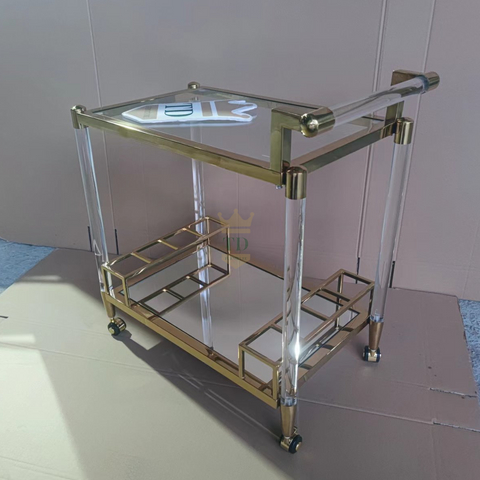 Gold Stainless Steel With Acrylic Bar Cart