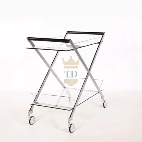 Silver SS Barcart With Clear Glass