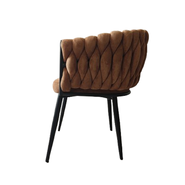 Modern Carbon Steel Dining Chair with Velvet-Woven Backrest for Home Kitchen Hotel or Apartment Use