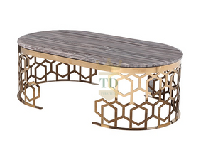 Honeycomb Coffee Table With Marble Top