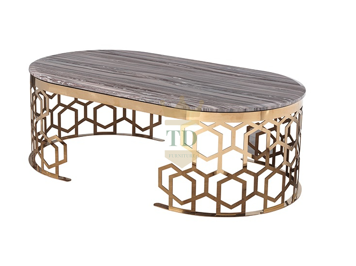 Honeycomb Coffee Table With Marble Top