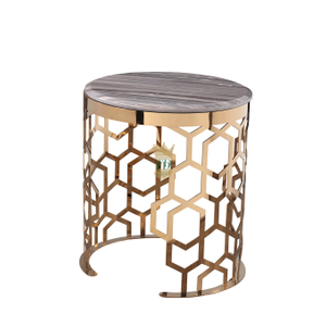 Honeycomb End Table With Marble Top