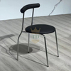 Circular Seat Plate Paired With Simple Line Silver Stainless Steel Frame Dining Chair