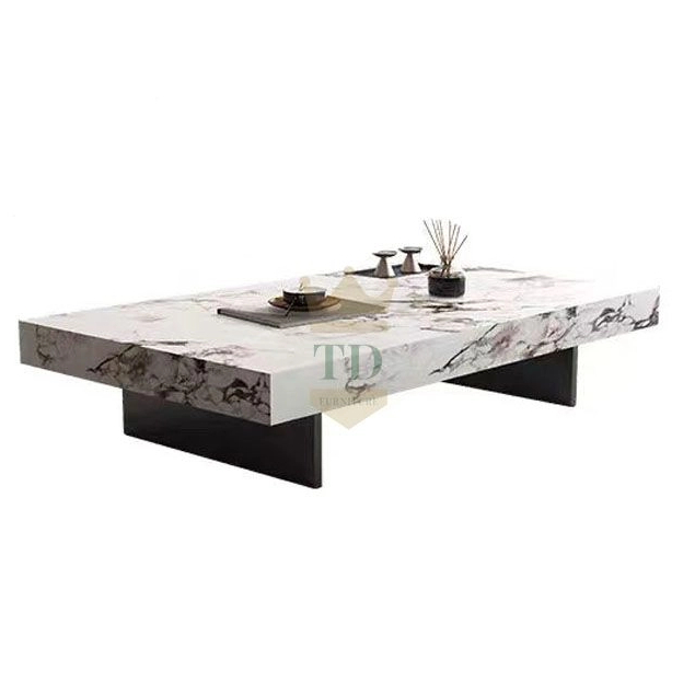 Full Rock Slab Top With Storage Coffee Table 