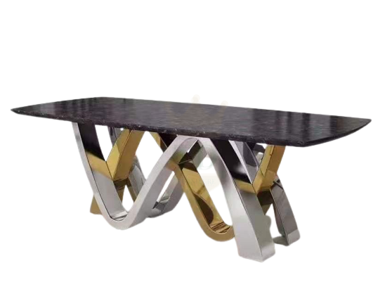 High End Luxury Lifestyle Visonnaire Gold Stainless Steel Marble Dining Table