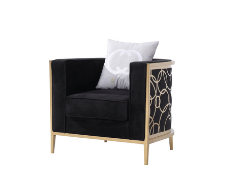 Contemporary Gold Stainless Steel Accent Chair With Pillow