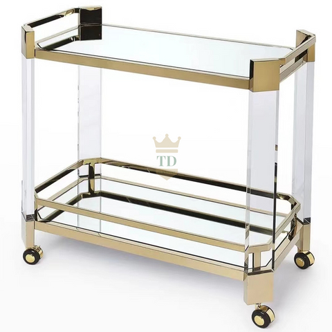 Gold Stainless Steel With Acrylic Trolley