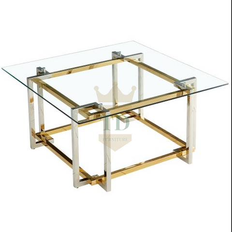 Small CBM Coffee Table With Clear Glass Top