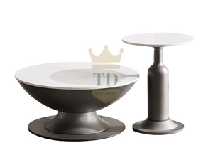 Set Of Two Modern Pedestal Coffee Table With Sintered Stone Top