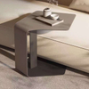 Carbon Steel End Table With Saddle Leather For Living Room