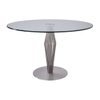 Modern Round Glass Dining Table with Stainless Steel Brushed Base - Compact Packaging