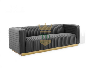 Velvet With Gold Stainless Steel Bese Loveseat