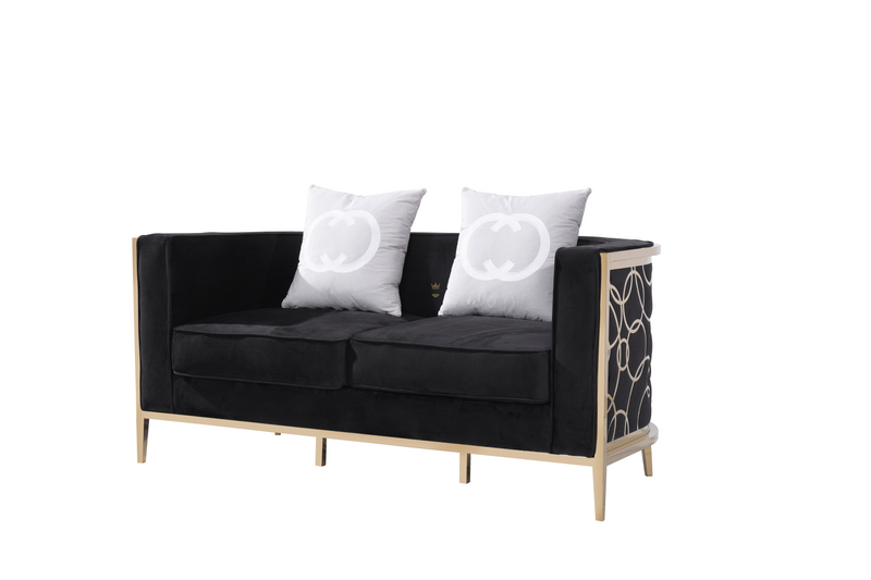 Gold Stainless Steel With Velvet Loveseat