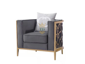 Contemporary Gold Stainless Steel Accent Chair With Pillow