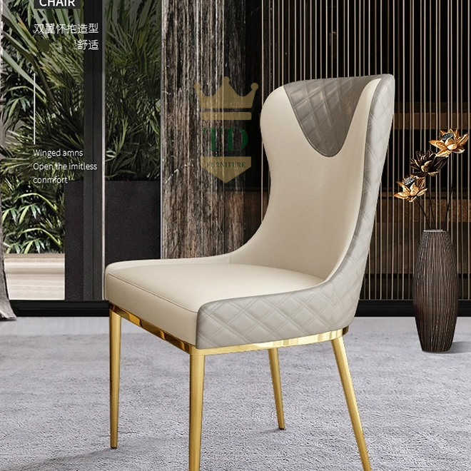 Gold Stainless Steel With PU Dining Chair