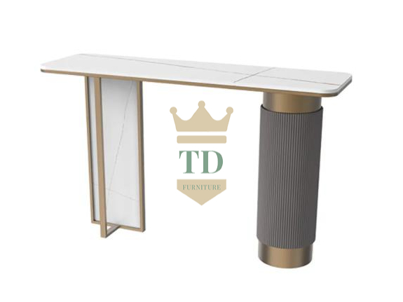 Gold Stainless Steel With Sintered Stone Console Table