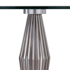 Modern Round Glass Dining Table with Stainless Steel Brushed Base - Compact Packaging