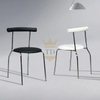 Circular Seat Plate Paired With Simple Line Silver Stainless Steel Frame Dining Chair