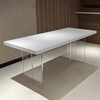 Rock Slab Top With 5CM Hanging Edge And Acrylic Legs Modern Suspended Rectangle Kitchen Table 