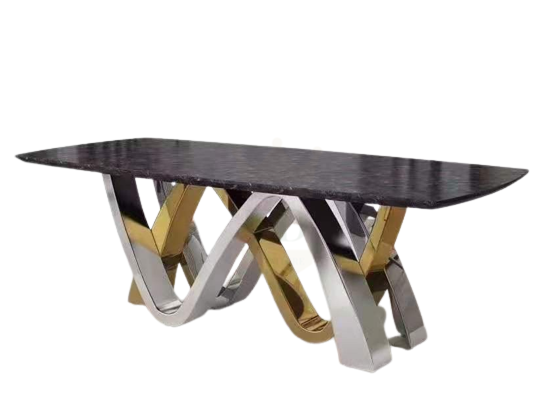 High End Luxury Lifestyle Visonnaire Gold Stainless Steel Marble Dining Table