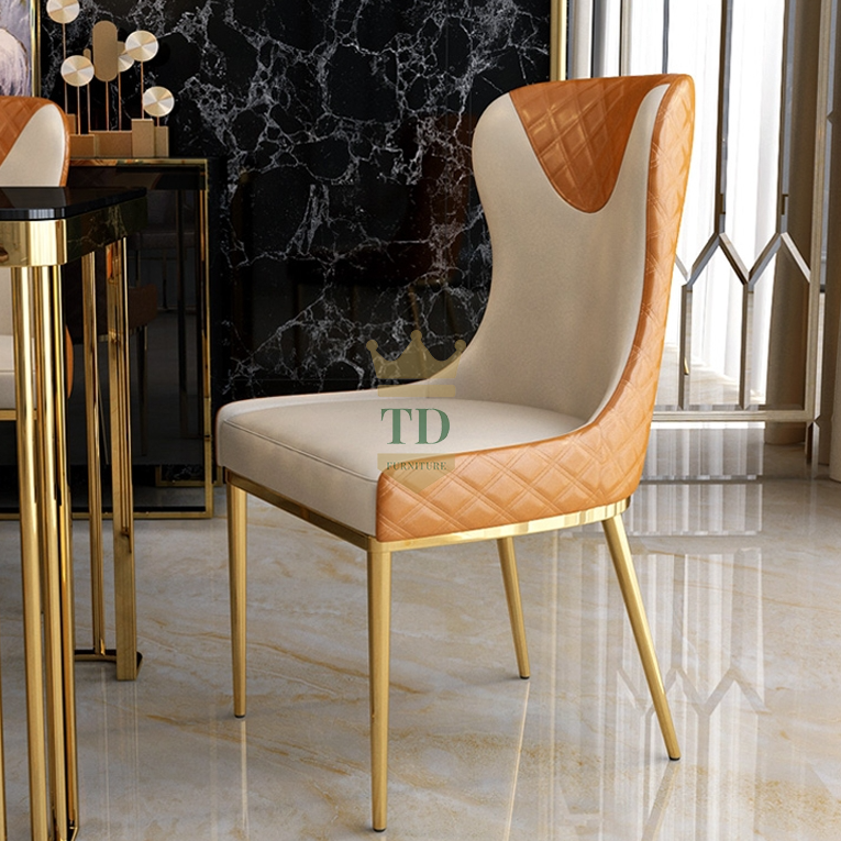 Gold Stainless Steel With PU Dining Chair