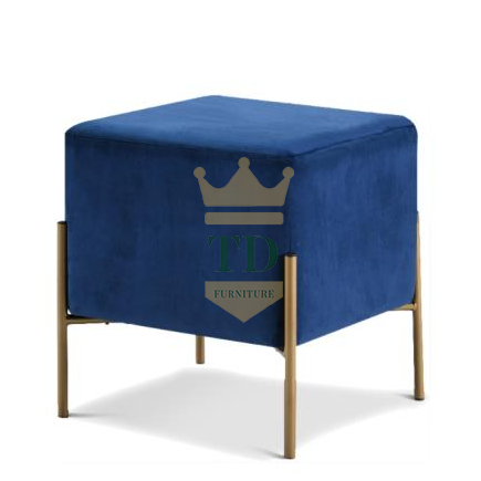 Gold Stainless Stee With Velvet Square Ottoman