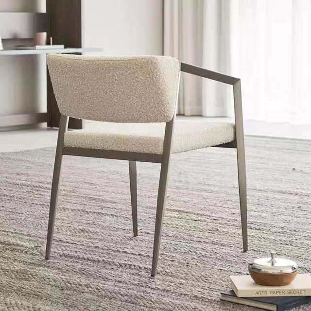 Cashmere cloth With Brushed Stainless Steel Dining Chair With Armrest For Dining Room