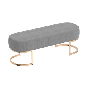 Velvet Bench With Stainless Steel Base