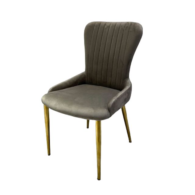 Grey Velvet Dining Chair with Gold Legs - Modern Upholstered Accent Chair for Kitchen & Dining Room