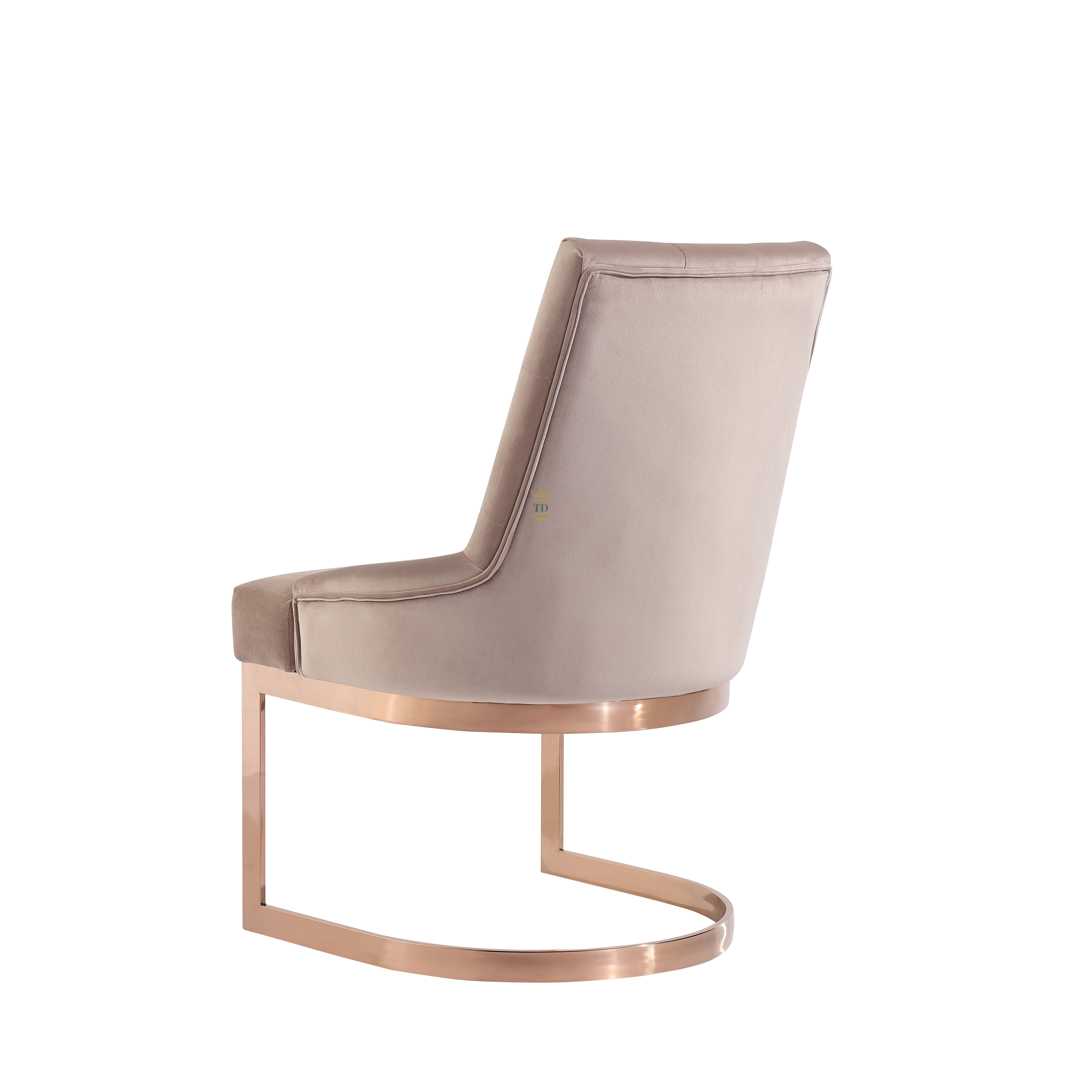 Modern Contemporary Velvet Upholstered Dining Chair with Polished Gold Metal Frame