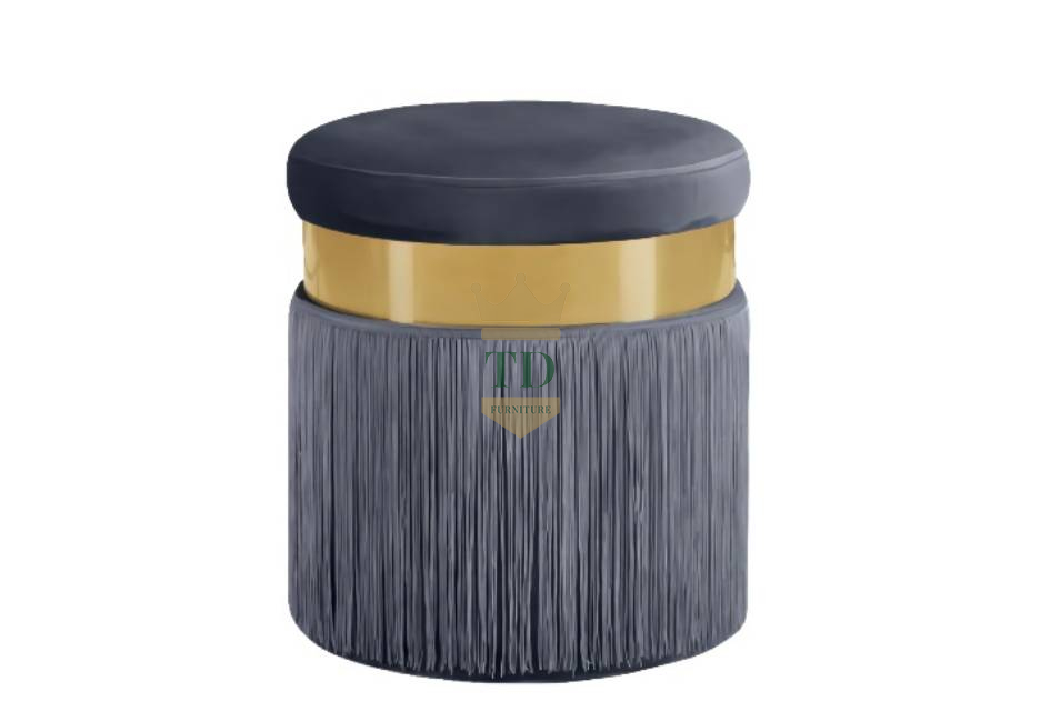 Contemporary Ottoman With Gold Stainless Steel Band