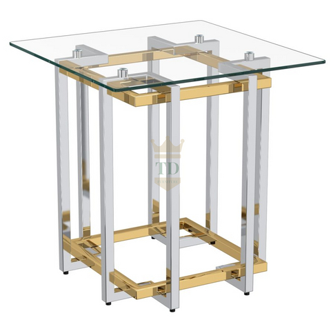 Small CBM End Table With Clear Glass Top