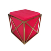 Square Stool Gold Stainless Steel Frame With Velvet Ottoman For Living Room, Dining Room